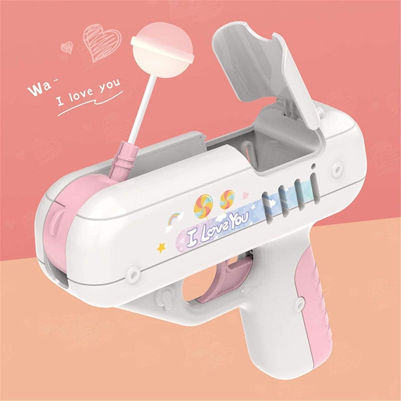 woobles Candy Gun Toy, Surprise Lollipop Launch Toy Gun, Candy Gun for TIK Tok Video, Surprise Ideas Gifts for Kids Boy/Girl Friend, for Children Adult I Love You (Pink) - Image 4